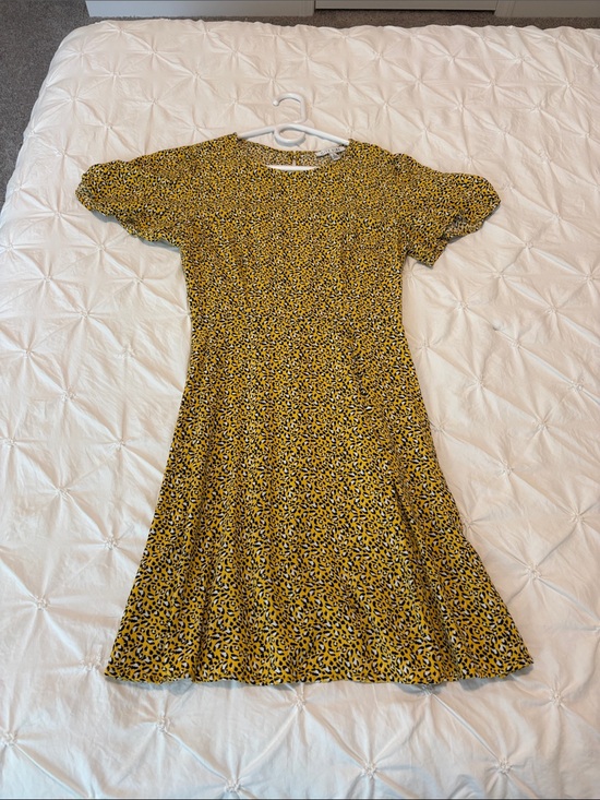 City Vibe Dresses & Skirts - Women’s Yellow Animal Print Midi Dress